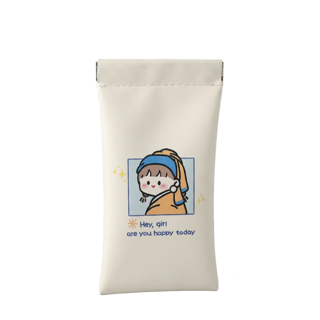Women's Eyeglasses Case Travel Pouch Cute Cartoon PU Leather Glasses Holder Anti-Scratch Protective Sleeve for Daily Use
