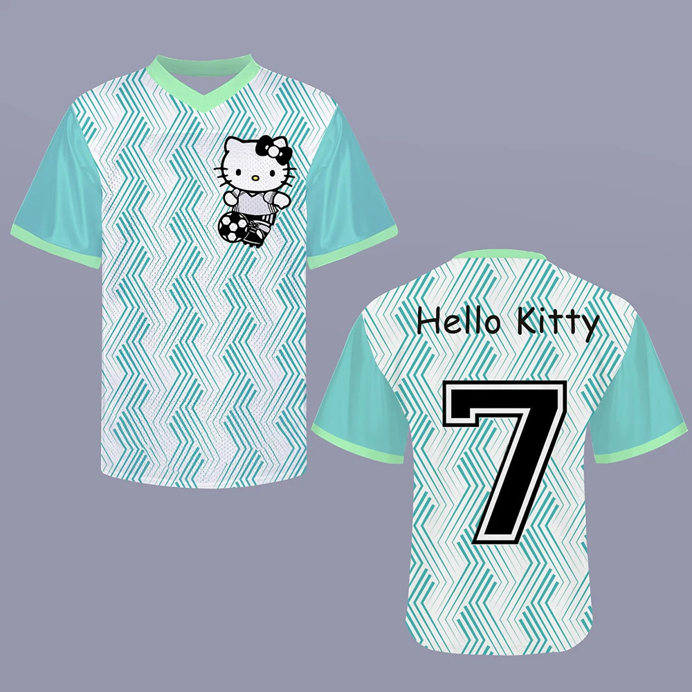 

New women's size 7 letter printed V-neck short sleeved summer football uniform loose casual sports women's T-shirt short sleeved