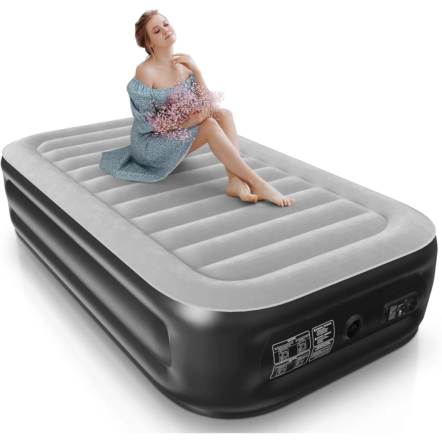 

Twin Air Mattress Built in Pump 18 Inches High Twin Air Mattress 1-3 Minutes Fast Self Inflating Air Mattress