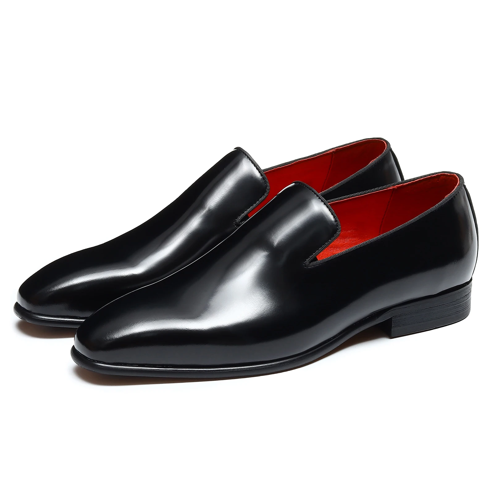 British Style Loafers Business Casual Leather Shoes Cowhide Soft Patent Leather Shiny Formal Men's Shoes Slip On Dress Footwear