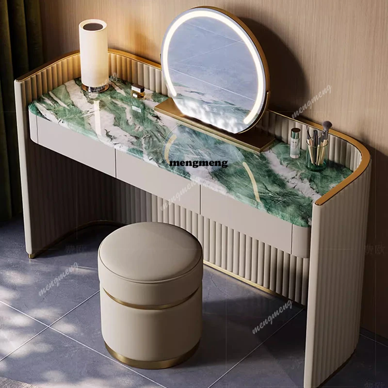 

Women Modern Dressing Table Bedroom Drawers Luxury Wood Comfortable Vanity Table Cosmetics White Penteadeira Home Furniture
