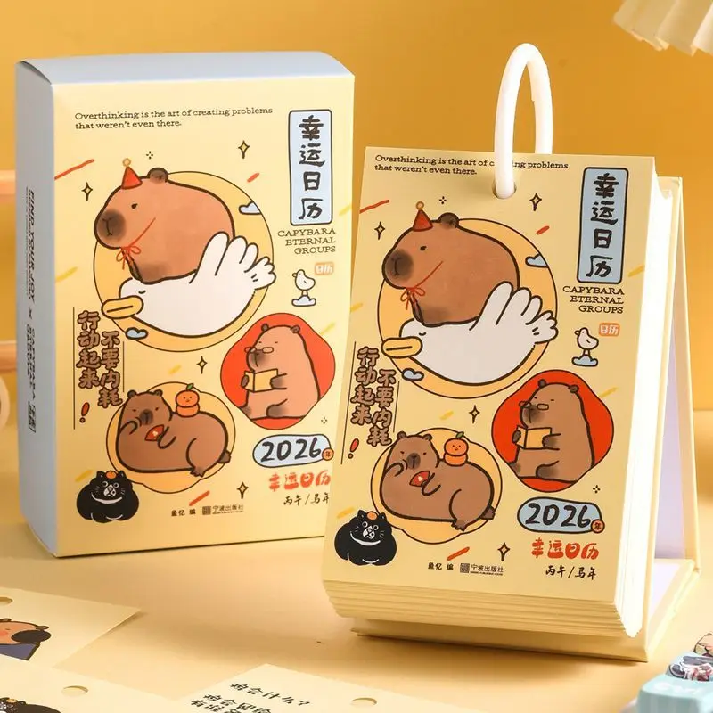 

2026 Cartoon Lucky Calendar Fun Desk Calendar Planner Creative Cartoon Check-in 365 Workplace Calendar Desktop Decorations