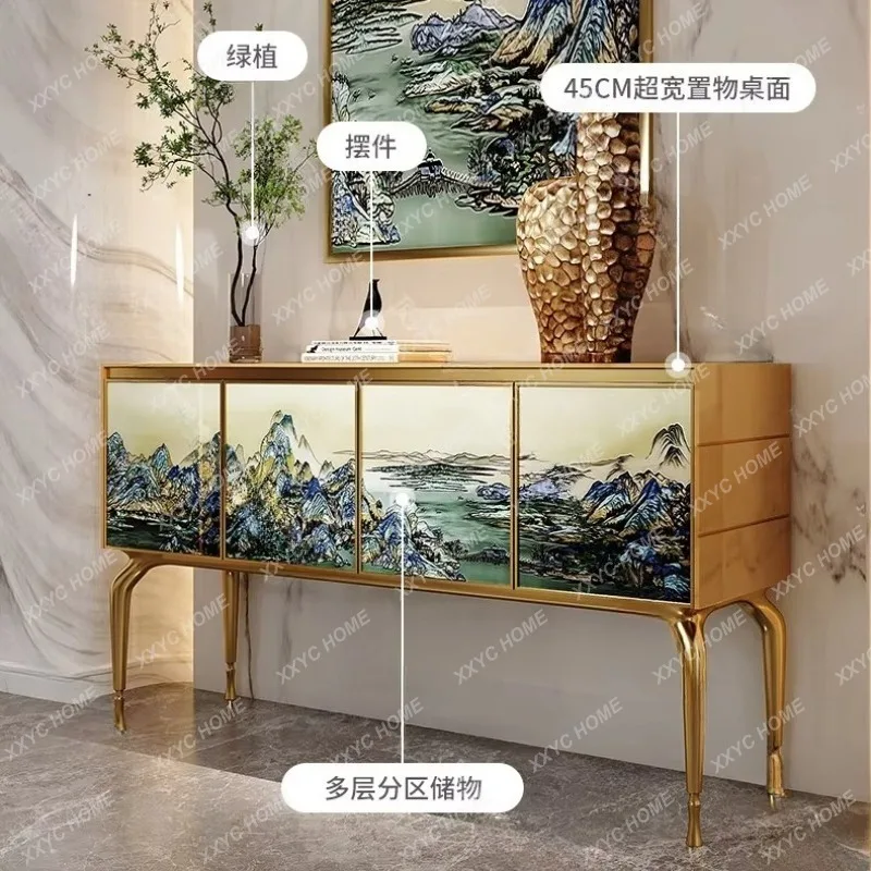 XX painted solid wood porch cabinet large flat-floor restaurant storage storage decorative cabinet light luxury style