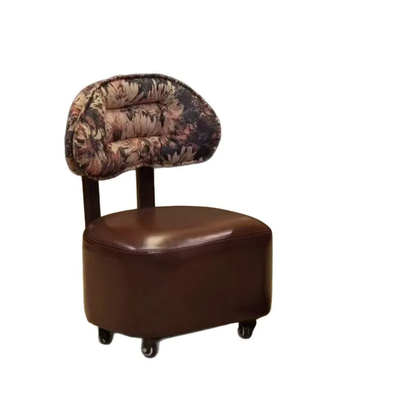 

Chunguang pulley stool printed solid wood universal wheel small sofa stool soft bag shoe changing stool