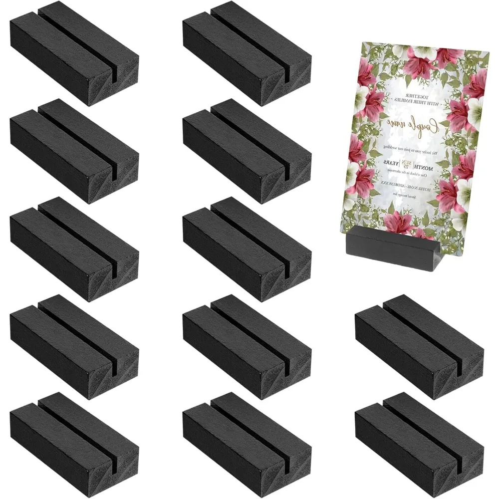 

12 шт., черные деревянные подставки для номеров, деревянные держатели для карточек, подставка для именных карточек для свадьбы, дня рождения, мероприятий, выставочного автобуса