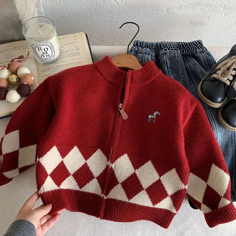 

Детские свитера для мальчиков на Китайский Новый год, вязаные пуловеры, весенне-зимняя детская одежда