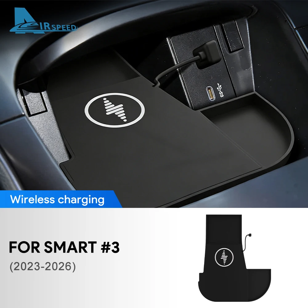 

Беспроводное зарядное устройство-держатель для автомобиля 15W для Mercedes Benz SMART # Плата зарядного устройства для телефона 3 SMART3 2023 2024 2025 2026
