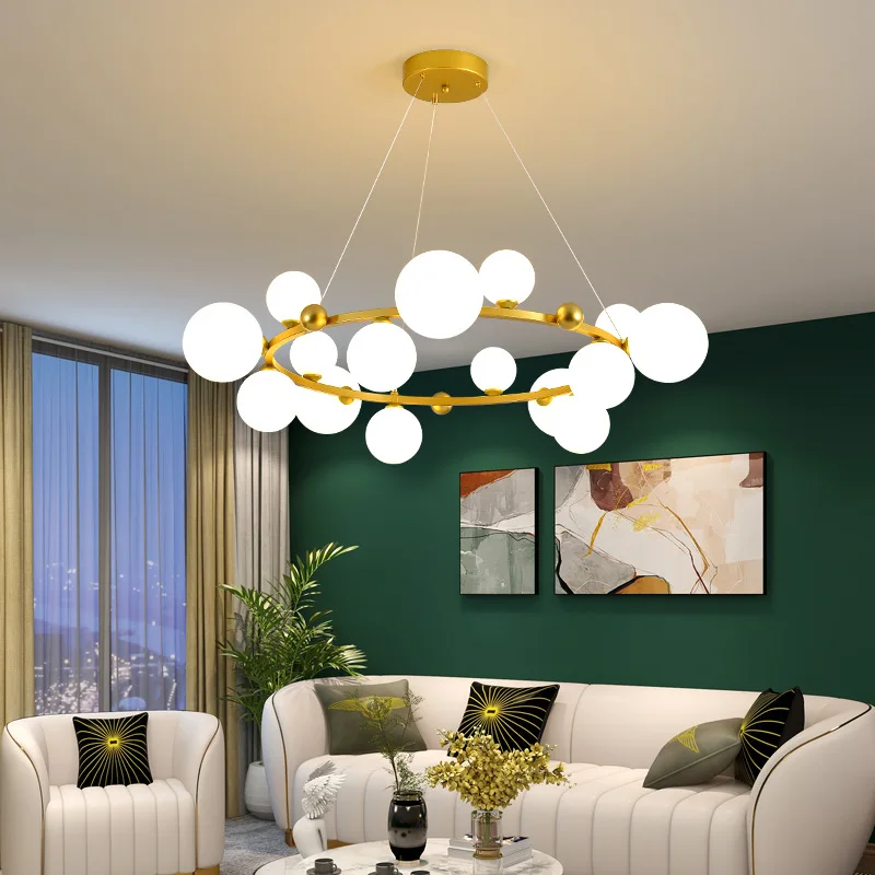 Creative Bubble Ball Chandelier Clear White Glass Gold Black Metal G9 Bulb For Hall Foyer Dining Room Bedroom Good Packaging