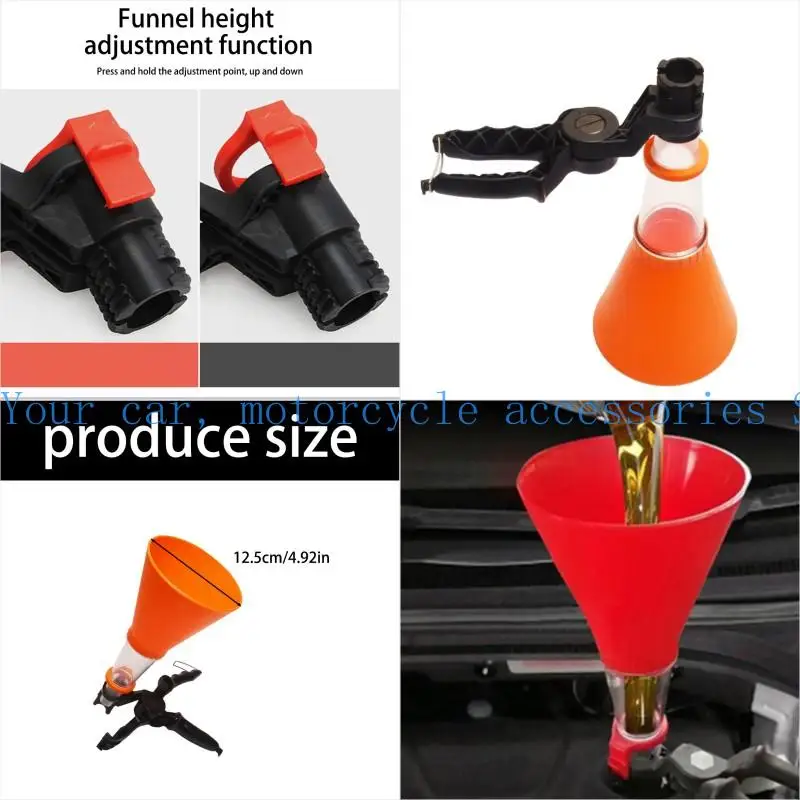 

31BC Easy to Operate Fast Clamp Oil Change Tool Car Engine Oil Funnel Universal Automotive Engine Oil Filling Funnel Visible