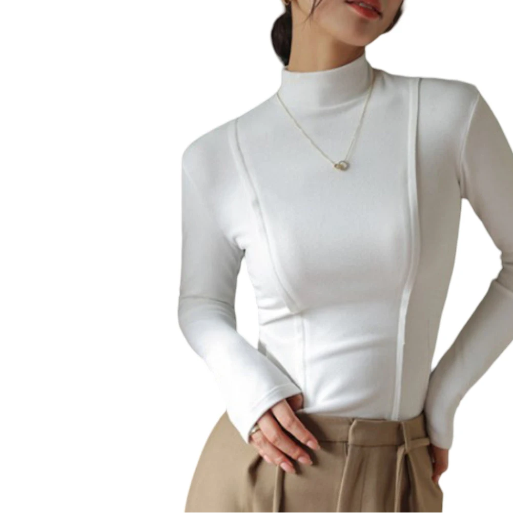 Perfect For Autumn Outings Autumn Winter Wear Casual Bottoming Shirt Regular Length Design Solid Color Pattern