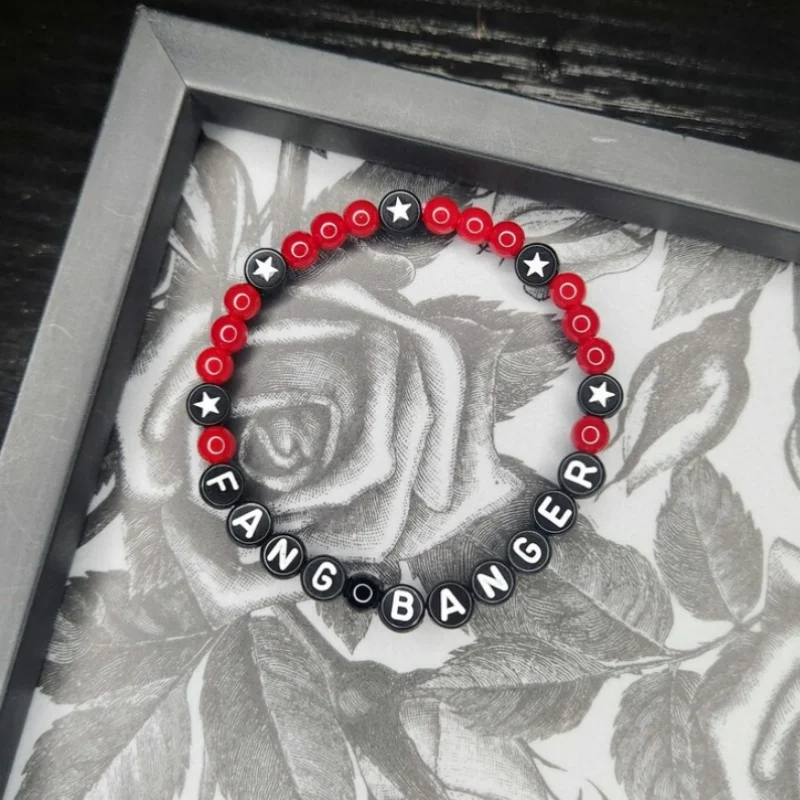 FANG BANGER True Blood Inspired Handmade Beaded Bracelet Y2K Gothic Vampire Horror Halloween Gift