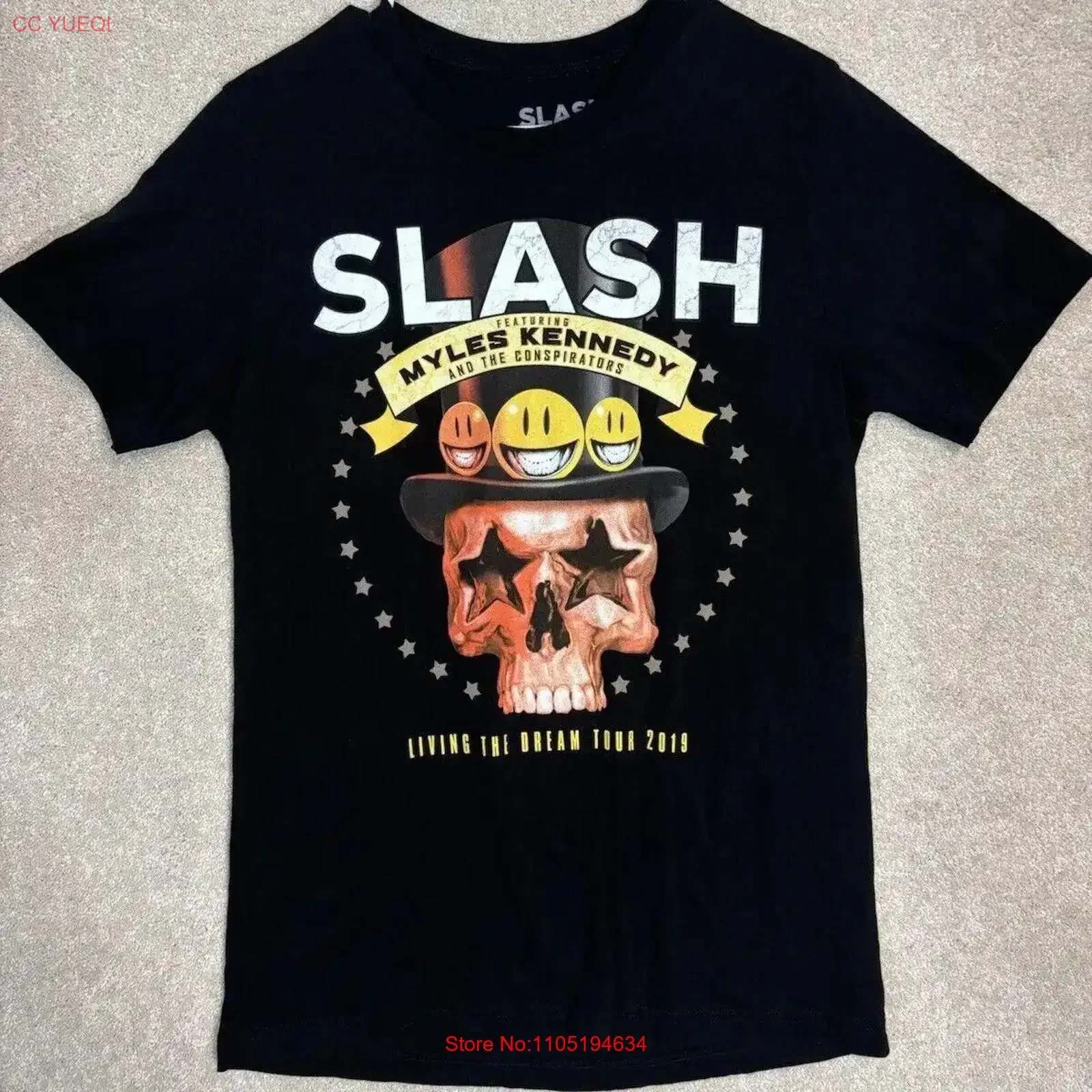 SLASH Feat Myles Kennedy The Conspirators Living Dream Tour '19 T Shirt M GNR vintage Washed fashion Slightly Versatile Stylish