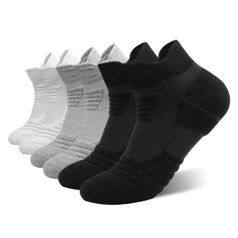 Almofada Mesh Sports Terry Socks, gestão de umidade, durável, reduz os pés, corrida, caminhadas, ciclismo, basquete, 3 pares