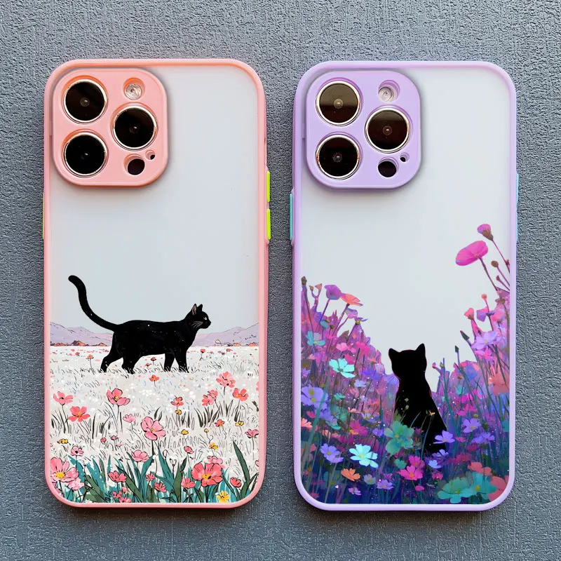 Anime Landschaft Malerei Nette Katze Telefon Fall Für iPhone 17 16 15 14 Pro Max Plus 11 12 13 Mini Pro max Stoßfest Zurück Abdeckungen – Detail 16