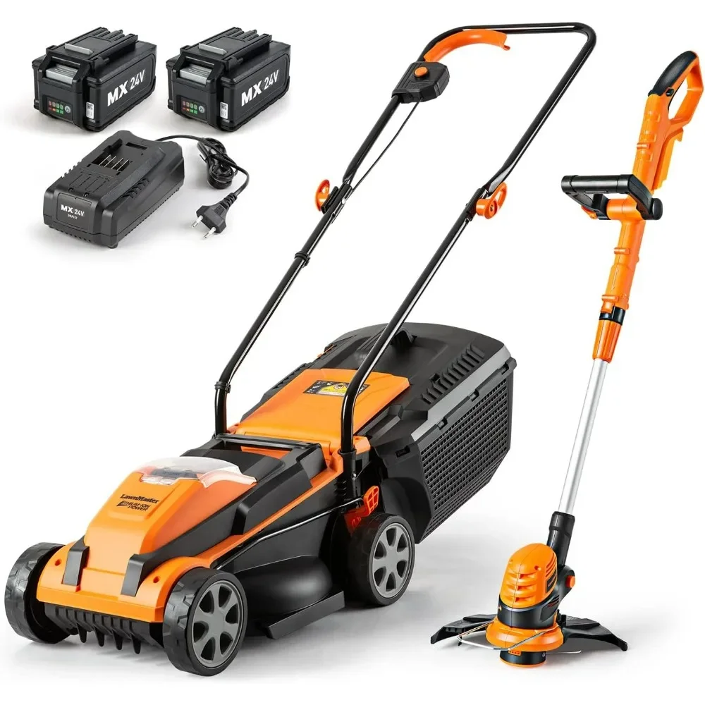 

LawnMaster 20VMWGT 24V Max 13-inch Lawn Mower and Grass Trimmer 10-inch Combo with 2x4.0Ah Batteries and Charger