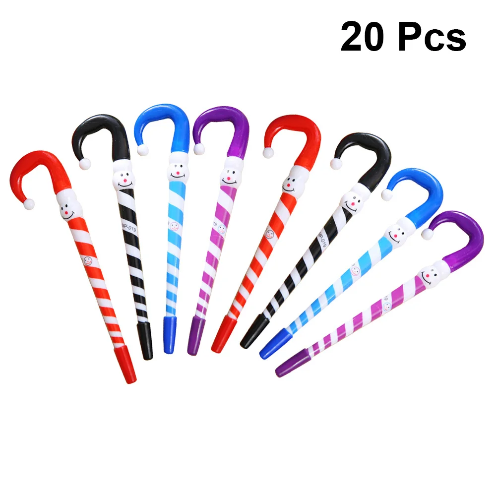 20 قطعة الكرتون ثلج مظلة أقلام حبر جاف عيد الميلاد موضوع الحبر الأزرق 0.5 مللي متر القلم للمدرسة مكتب هدية قلم حبر جاف