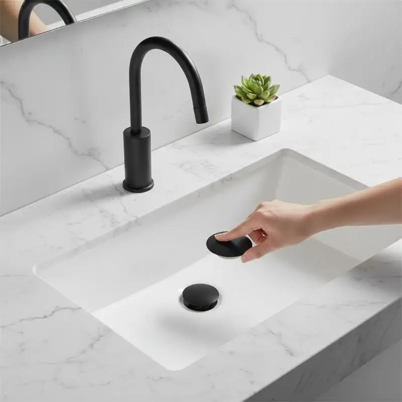 

Chrome Up Sink Cap 66mm Basin Waste Plug Push Button Click Clack Replacement For Bathroom Renovation Easy To Install