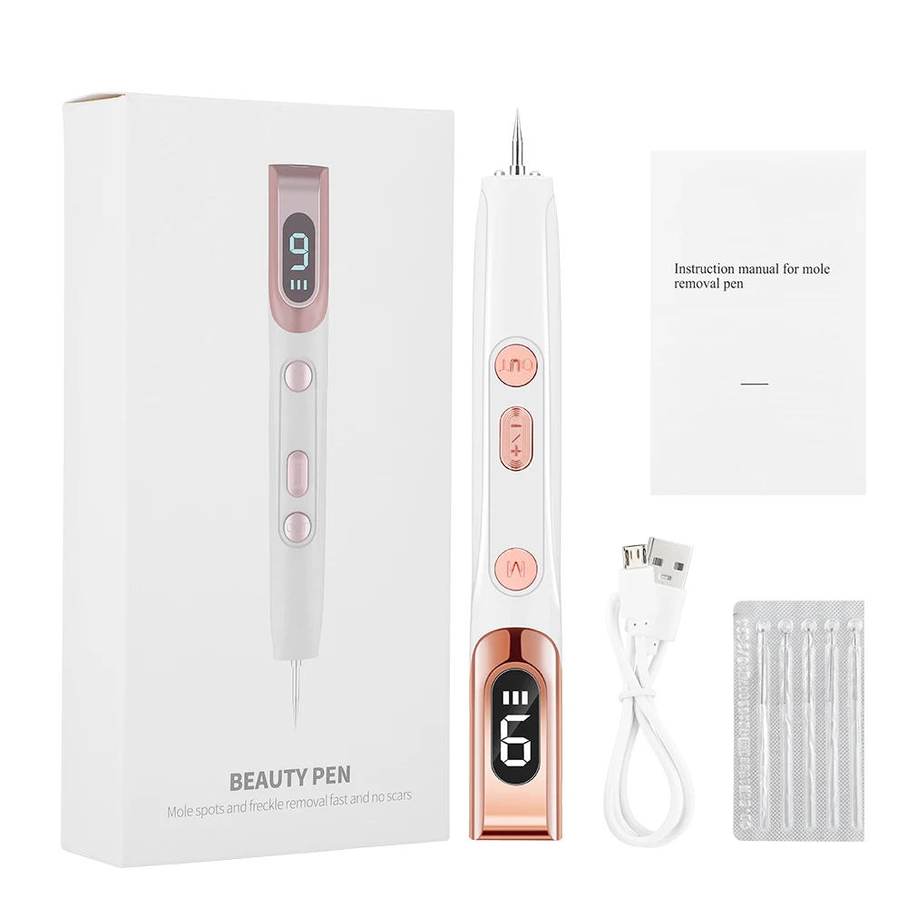 Bolígrafo de lunares de 9 engranajes, reparación de luz azul, bolígrafo eléctrico para salón de belleza, especial para eliminar lunares, granos de grasa, verrugas, tatuajes de carga USB