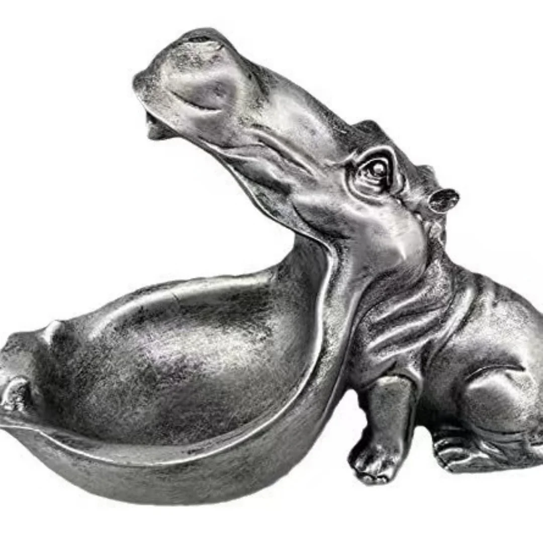 

Hippo Statue Sculpture Figurine Candy Ornaments Moisture-proof Container Unique Gift Accessories Decoration