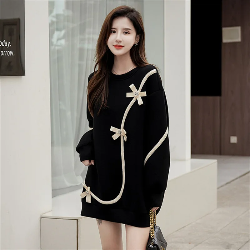 

Round Neck Printed Spring and Autumn Loose Fit Oversized Dress