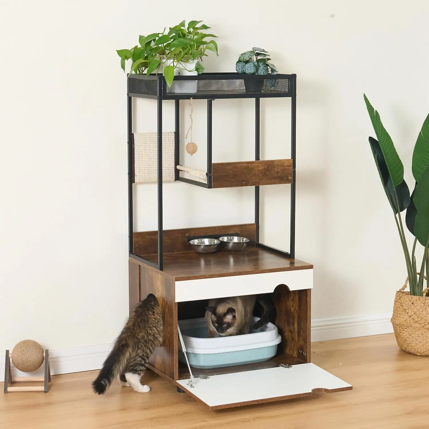 Cat Litter Box Enclosure Furniture Cabinet Hidden Pet Washroom Storage Bench, Customized