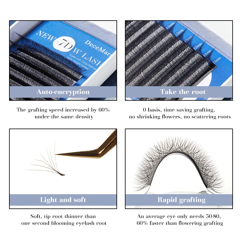 DeceMars 7D - W Shaped Eyelash Extension (12line/Tray)