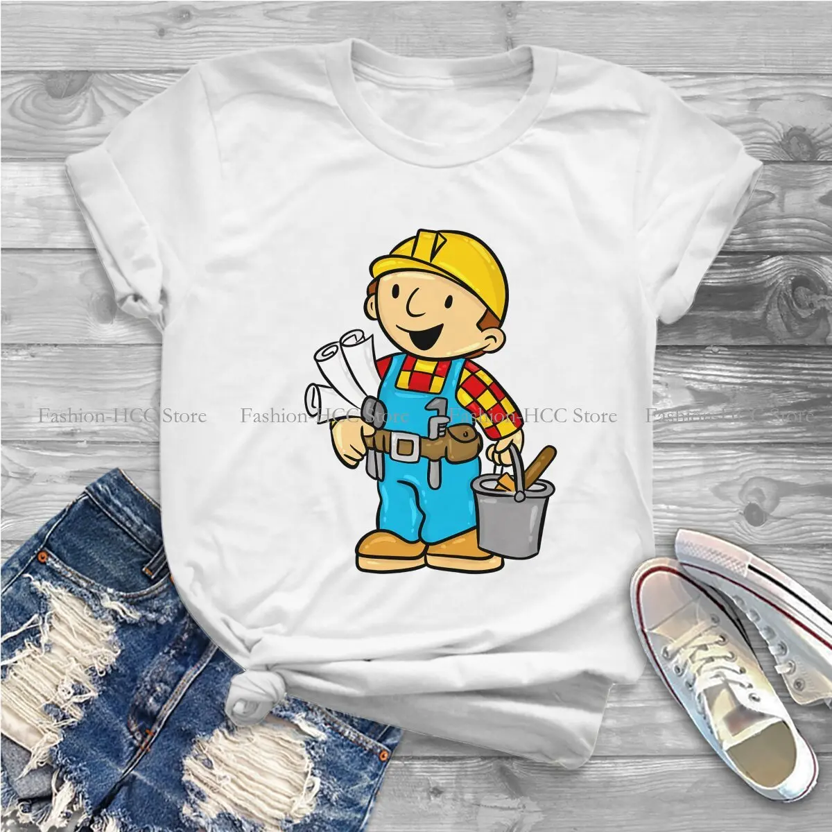 Can We Fix It Funny Repair Man Fashion Polyester TShirts Bob The Builder Engineering Cartoon Female Harajuku Streetwear T Shirt