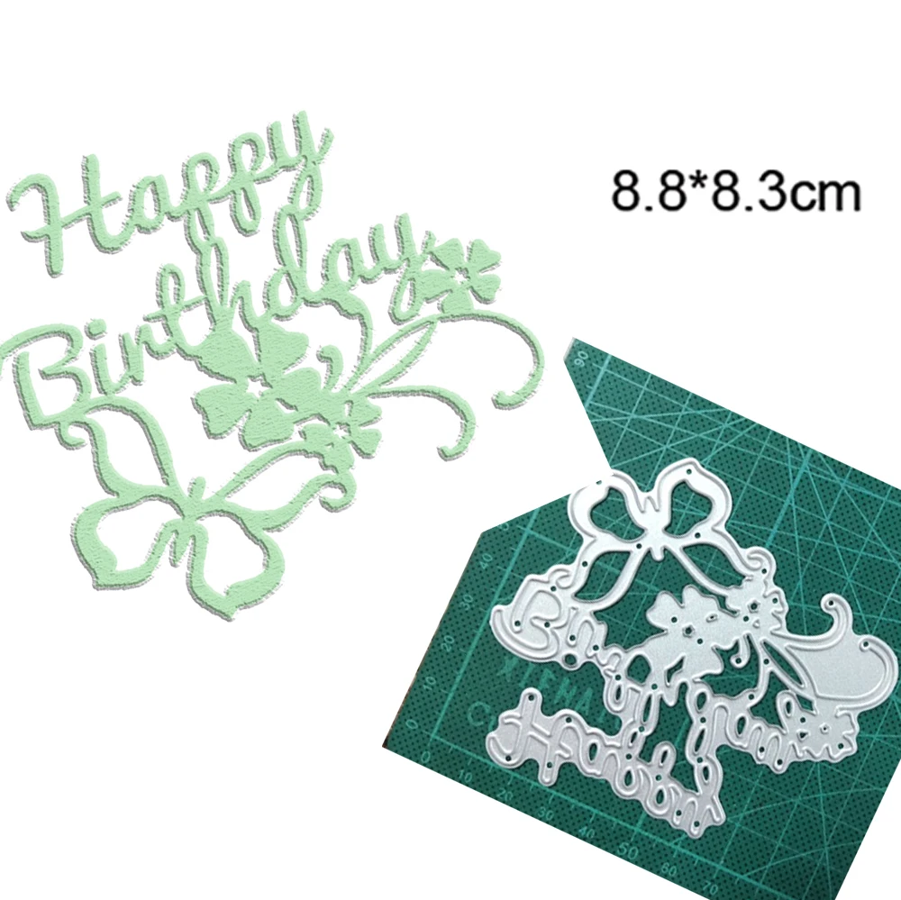 

Happy Brithday Letters Flower 2022 New Arrivals Cutting Dies Metal Scrapbooking Decoration Embossed Photo Album Card Handicrafts