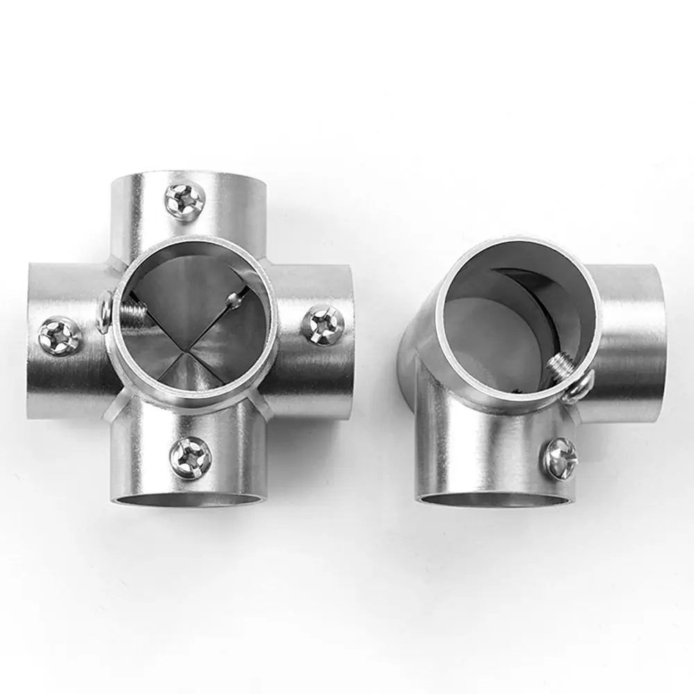 1Pcs Tee Straight Elbow Pipe Connector 2/3/4/5/6 Way Stainless Steel Pipe Fittings 25mm Clothesline Shelf Joints