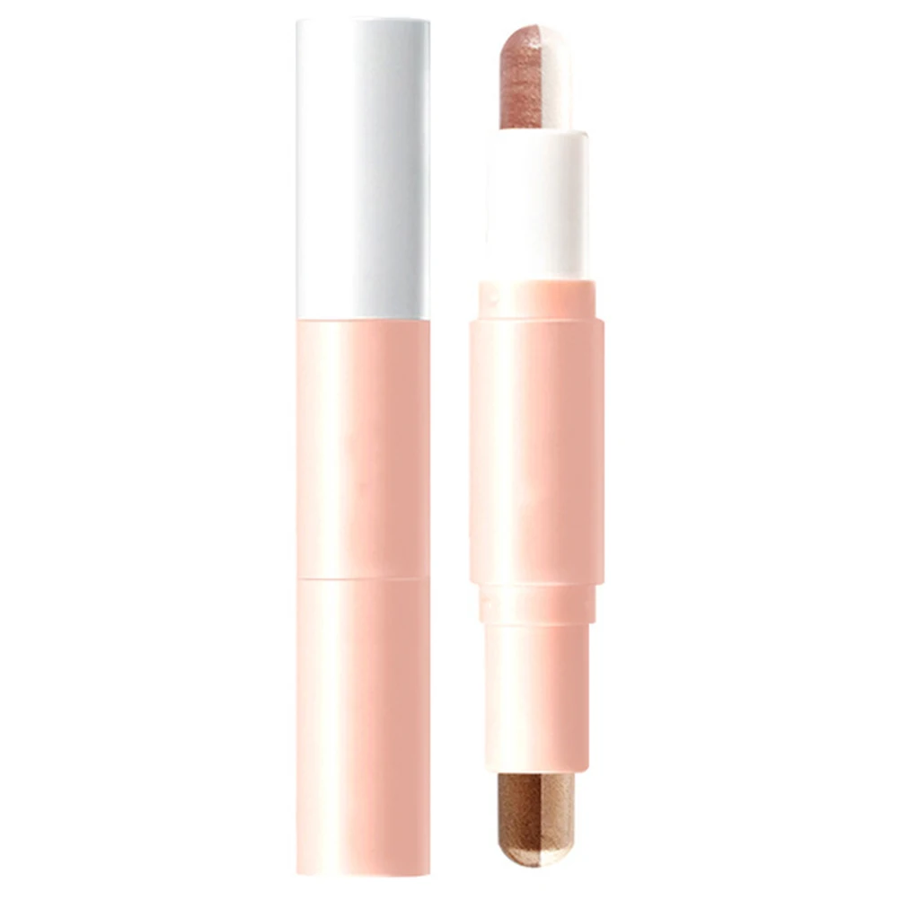

2pcs Eye Shadow Stick Dual Color Waterproof Smudge Proof Shimmering Creamy Smooth Longlasting Rotatable Pen Natural