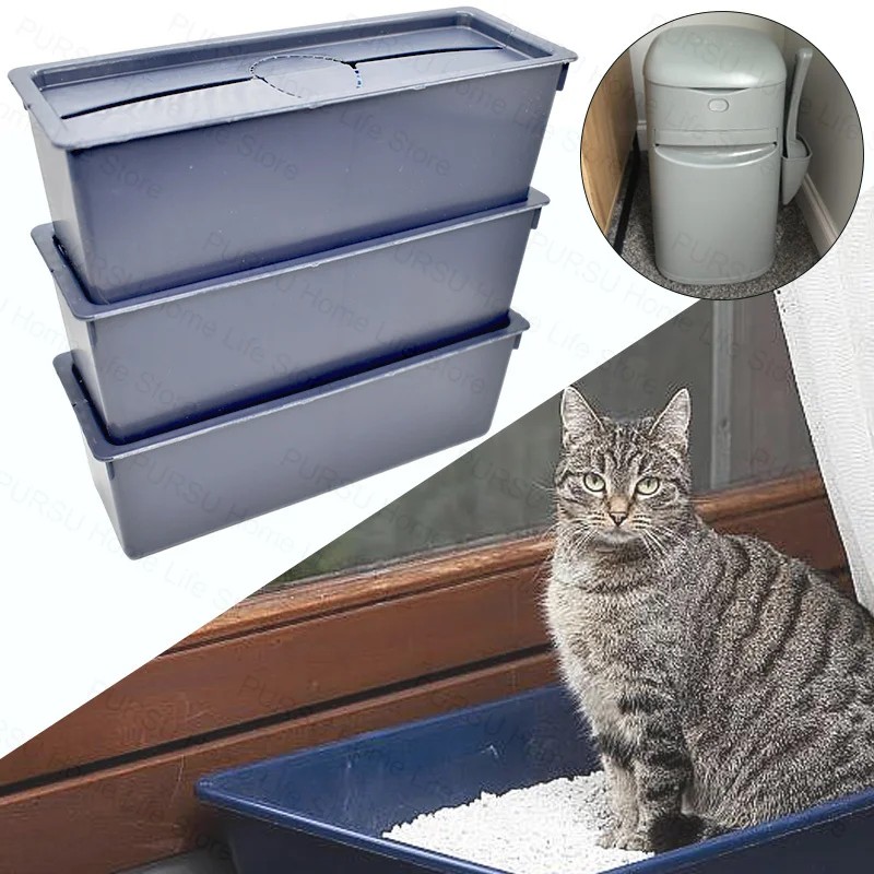 Boîte à litière pour chat, système d'élimination des déchets, Compatible avec le bac à litière Genie Easy Roll, sacs de recharge pour litière pour chat, 1/3 boîtes
