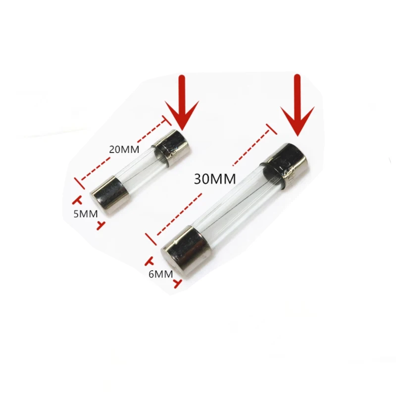 50~100Pcs/1Box 5x20mm 6x30mm Glass Fuse 5*20mm 6*30mm 250V 0.5A 1A 2A 3A 5A 8A 10A 15A 20A 30A Glass Fuse Quick Break