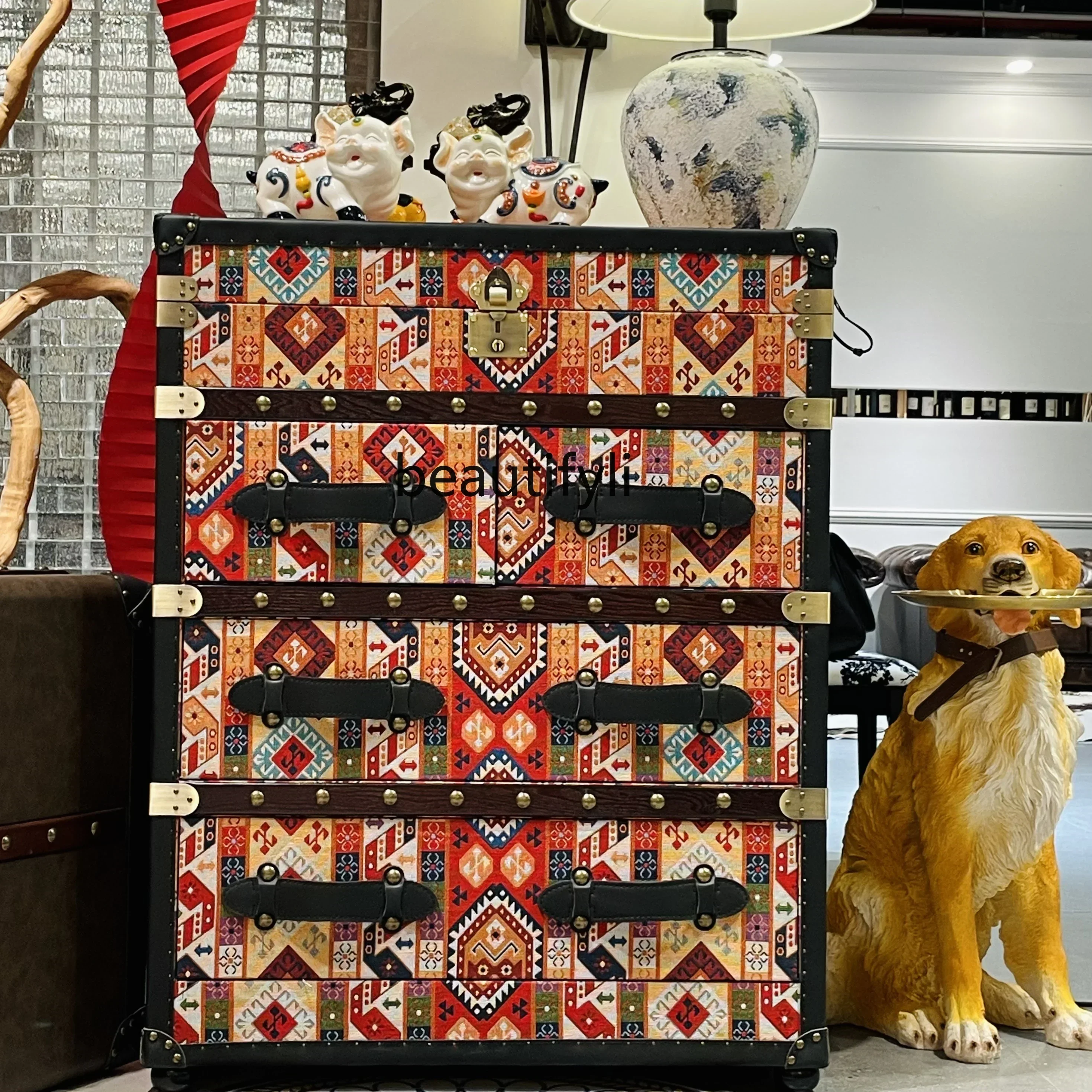 

Modern minimalist retro pop art color bedroom storage locker