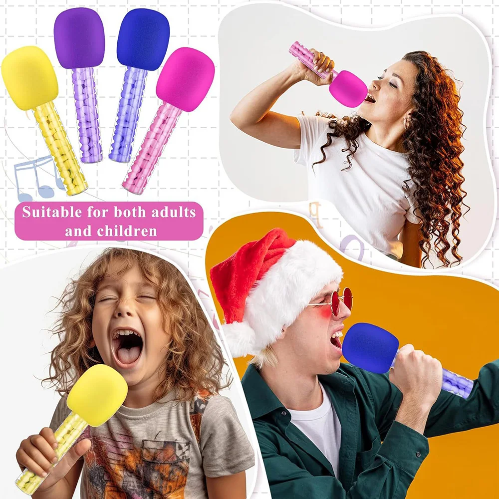 4/24pcsMicrophone Candy Tube Plastic Toy Rock Music Party Decoration Prop Microphone Candy Tube Disco Microphone Prop