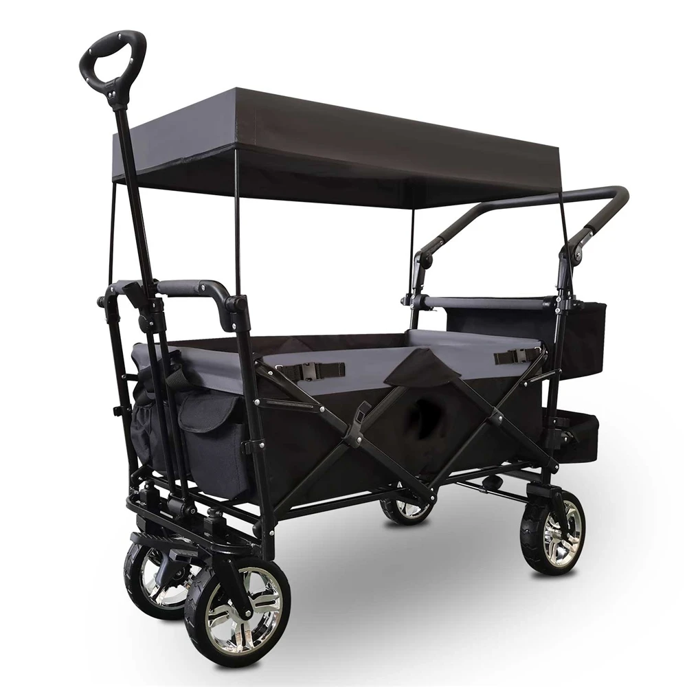 Outdoor Camping Vehicle with Shed, Multifunctional, Installation Free, Foldable Pole Camping Vehicle, Portable Shopping Cart