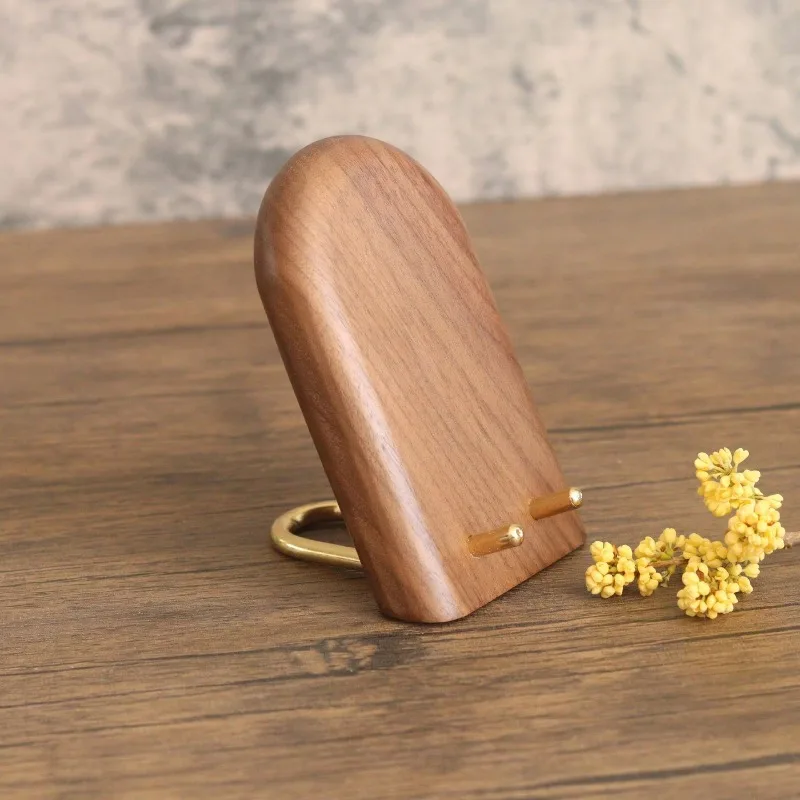 

Новый простой портативный держатель для мобильного телефона из орехового дерева, подарок из массива дерева, черный орех