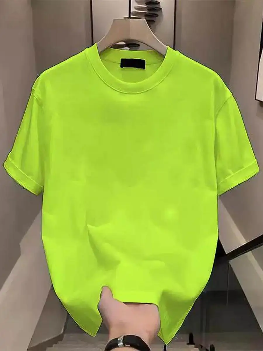 夏用メンズルーズフィット半袖tシャツ-大きいサイズ-300ポンド-シンプル無地-カジュアル快適トップス-トレンドブランド