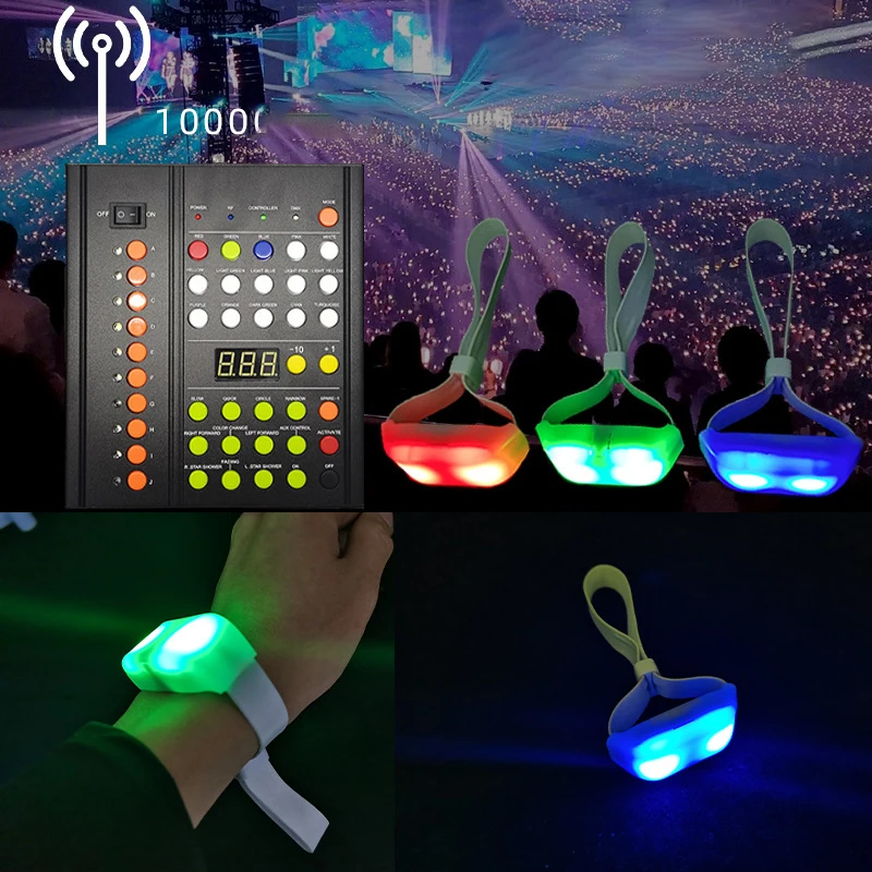 

100/500/2000PCS DMX Function Glow Wristbands TPU Silicone LED Bracelets 43 Keys 1000Meters Remote Controller Wedding Party Event
