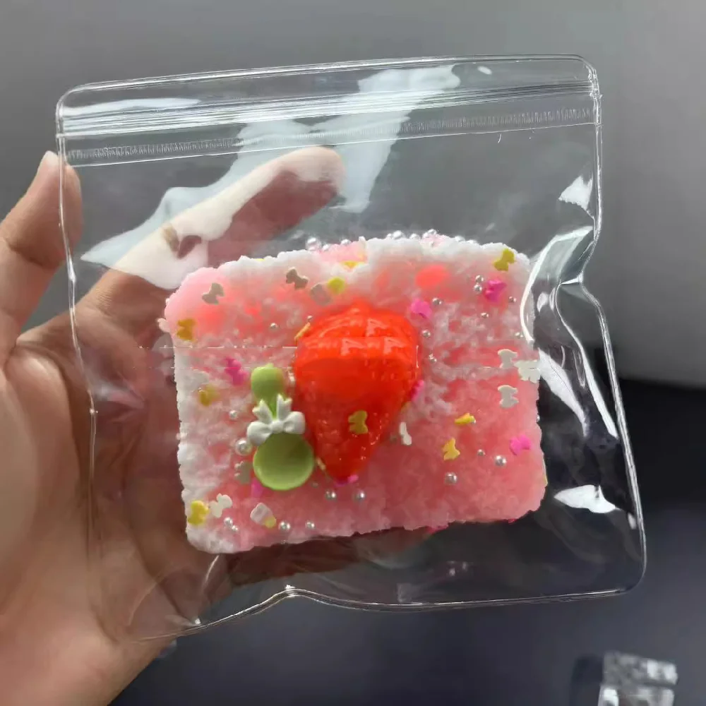 Squishy Creamy Strawberry Toast Puree Clear Cloud Toast Soft Jelly Rainbow Dessert Mochi Squeezing Stress Relief Girl Toy Gift