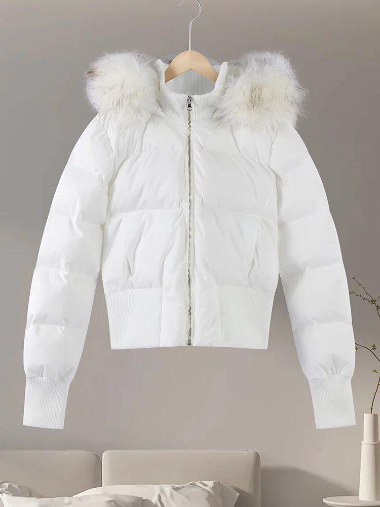 

Casual Women's Winter Hooded Jacket Full Sleeve Zipper Cropped Quilted Cotton Coat Female 2025 Lady Thick Puffer Warm Outerwear