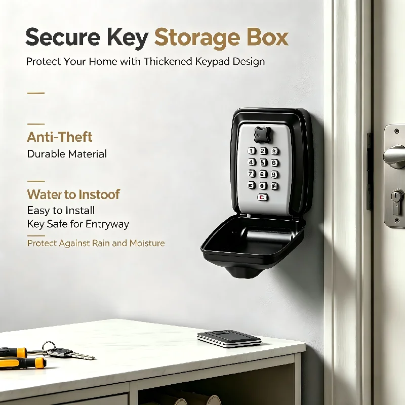 Waterproof Wall Mounted Key Safe Box Anti-theft Key Storage With Combination Password Lock Homestay Office Home Indoor Outdoor