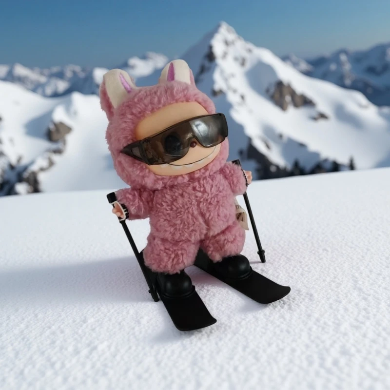 DIY Accessories for Labubu Ski Plush Doll Shoes Goggles Set Peripheral Toy Decoration Cute Children's Birthday Gift