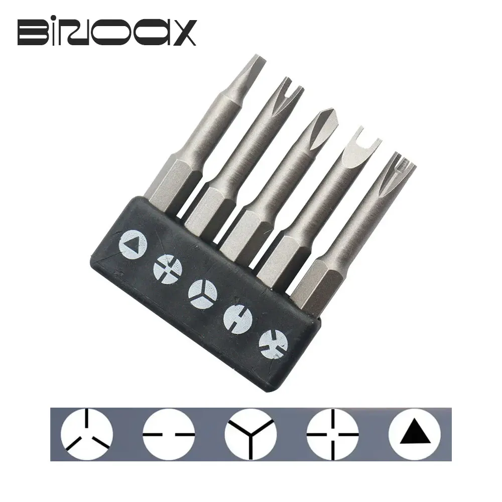 5Pcs Special-shaped Screwdriver Set 50mm U-shaped Y-Type Triangle Inner Cross Three Points Screwdriver Bit Tool