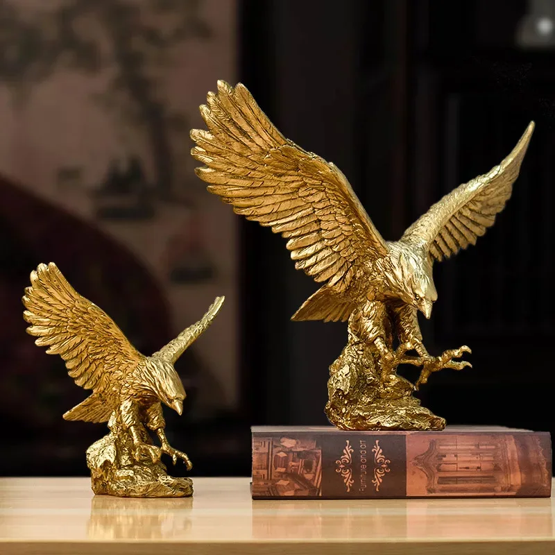 Golden Eagle Resin Statue Sculpture, Modern Home Office Desktop Decor Figurine, Living Room Shelf Ornament, Gift
