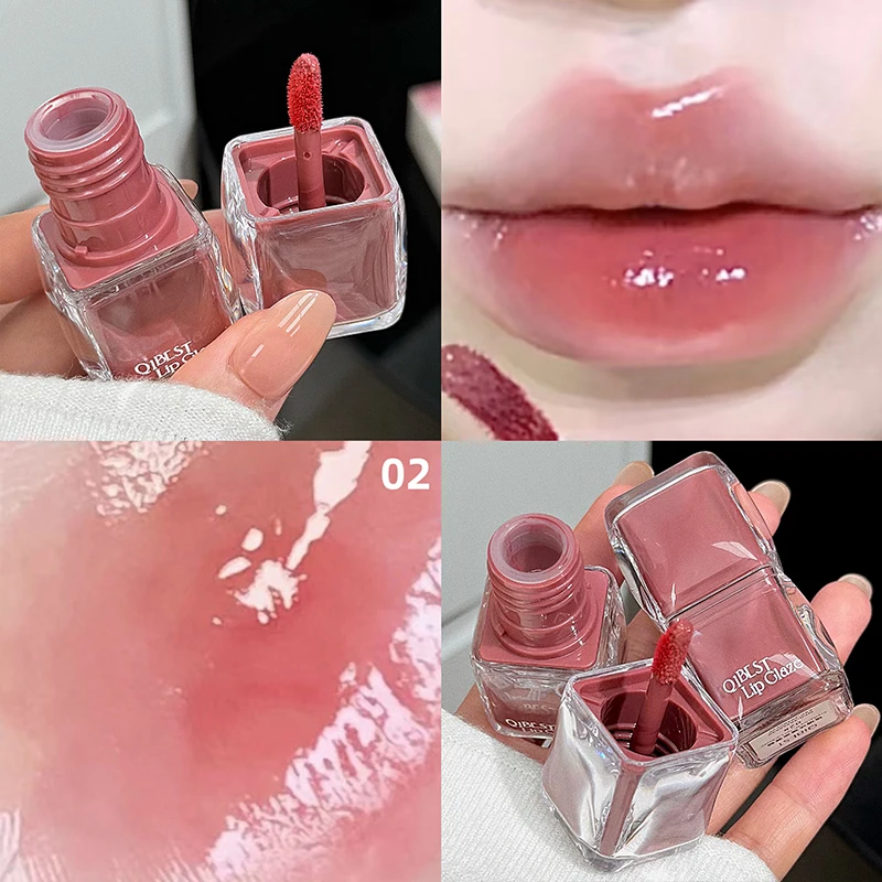 QIBEST Mirror Water Glazed Lip Gloss Moisturizing Lip Tint Not Easy to Fade Long Lasting Non-Stick Cup Lipgloss Stain Makeup