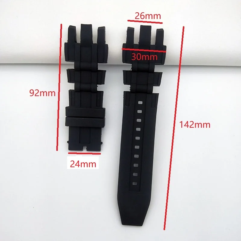 30mm *26mm Black Replacement Watch Strap Comfortable Watchband For Invicta Reserve Gmt 6177 Bracelet Soft Silicone Belt