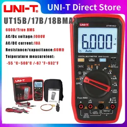 UNI-T 15B MAX 17B MAX Automatic Digital Range Multimeter DMM AC/DC 1000V Voltage Current True RMS Resistance Capacitance Tester