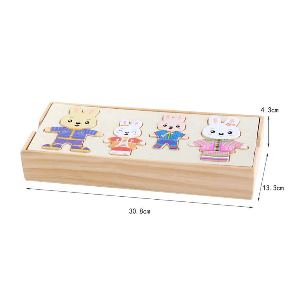 Set da gioco per bambini Puzzle con animali Giocattolo per cambiare vestiti Adorabile grande in legno