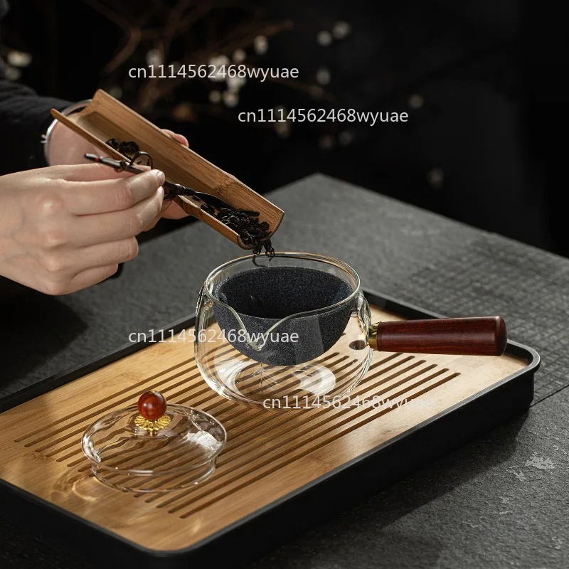 Microporous Ceramic Side Handle Teapot High Borosilicate Glass Rotating Teapot Filterless Kung Fu Tea Set