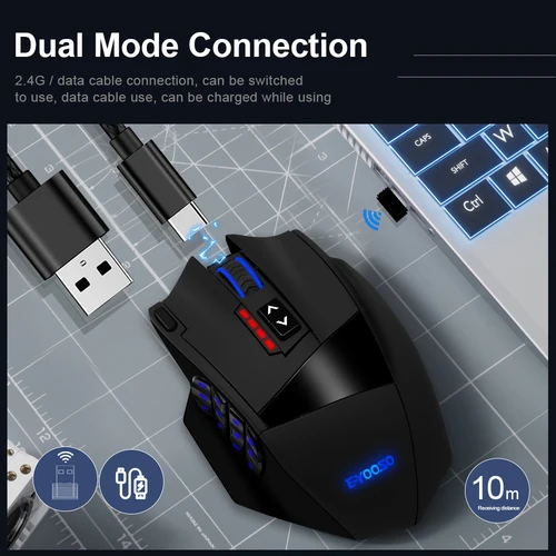 Imagen 2 del producto E-YOOSO X-33 RGB USB 2,4G ratón inalámbrico para juegos 16000 DPI 16 Botones programables juegos de ratones ópticos para ordenador portátil
